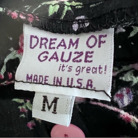 Dreams of Gauze Boho Artsy Cottagecore 80s 90s Floral Maxi Dress SZ M Black - Picture 9 of 10